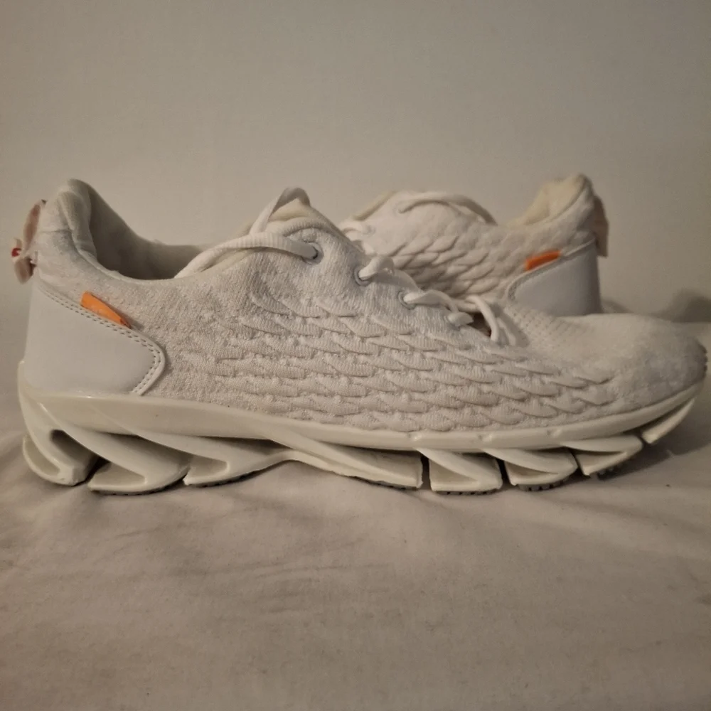 Sporty White With Red Lettering Men's Athletic Sneakers